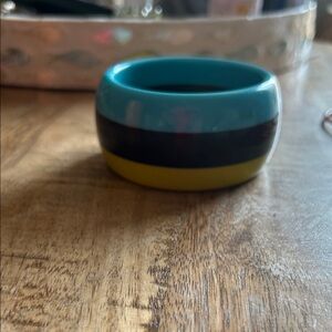 Colorful Striped Bangle - chartreuse, teal & black